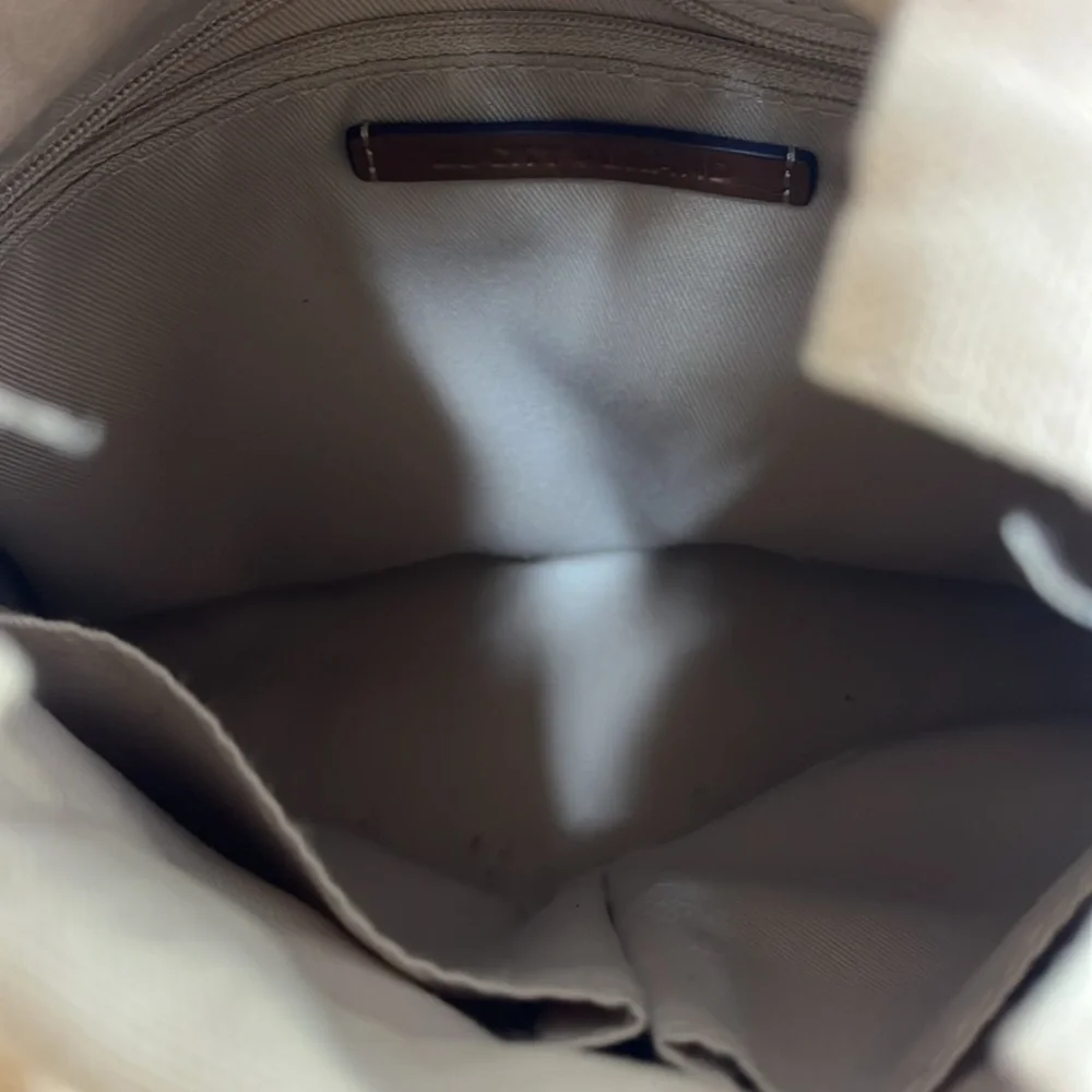 Lucky Brand Tan Leather Cloth Small Crossbody Bag